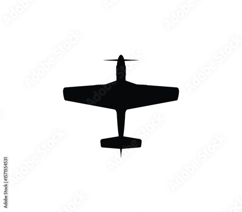 P-51 Mustang (North American) fighter jet icon. us army symbol. isolated vector image for military concepts, infographics and web design, Heritage of U.S. Air Force Fighters