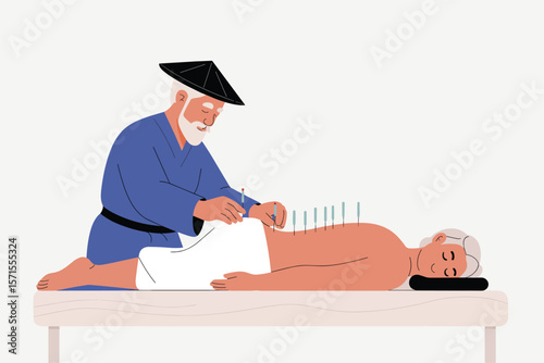 Acupuncture Treatment Traditional Chinese Medicine Illustration