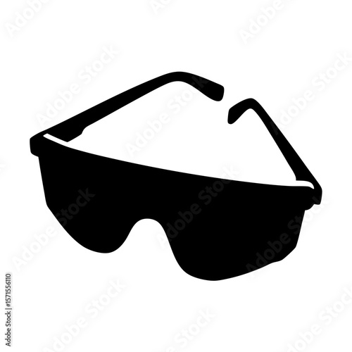 Black Silhouette of Protective Safety Glasses, Offering Eye Protection with Style