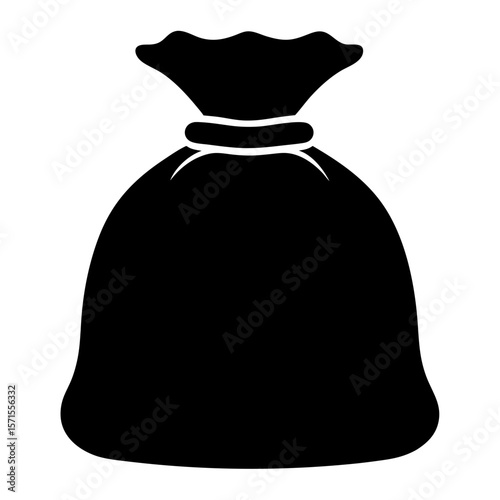 A Black and White Silhouette of a Sack Filled with Something