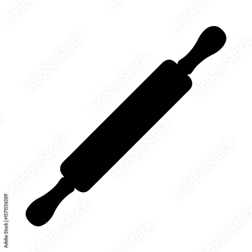 Simple silhouette illustration of a classic rolling pin used for baking