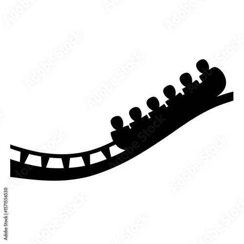 Silhouette of rollercoaster with people climbing upwards to the top point