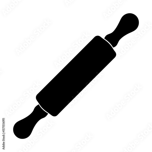 A silhouette of a classic wooden rolling pin for baking preparation