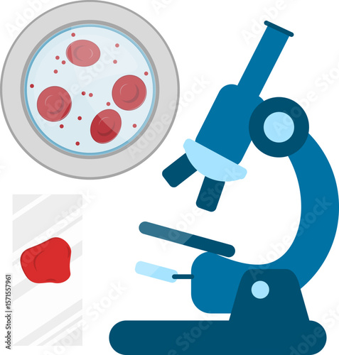 Blood sample under microscope showing red blood cells