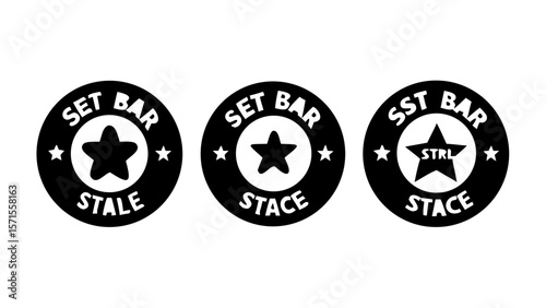 Star round sticker tag icon shape set. Circle starburst label shape for promo, sale, price offer badge sticker. Round tag shape vector icon. Sale, promo label graphic design. Vector illustration.
