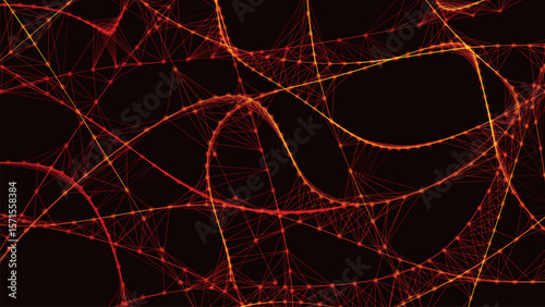 Abstract background with connecting dots and lines. Neural connections. Network connection structure. Weave effect. 3D Abstract vector illustration.