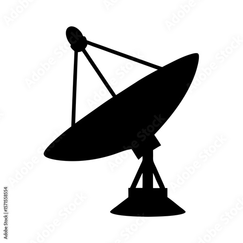 Silhouette of a Satellite Dish Antenna Used for Communication and Broadcasting