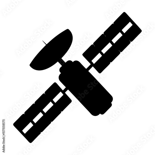 Simple black and white diagram of an artificial satellite orbiting Earth