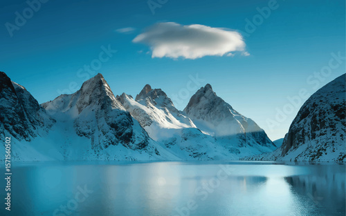mountain lake and blue sky