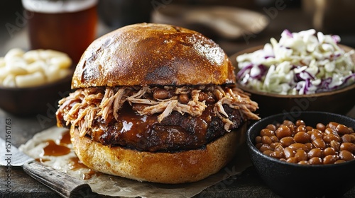 Delicious Pulled Pork Sandwich with Sides for a Perfect Meal