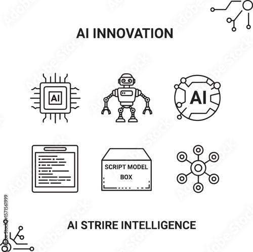 Artificial intelligence concepts robot chip circuit script box innovation