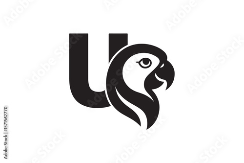 U Parrot logo Design Palash Vector Silhouette On White Background.01