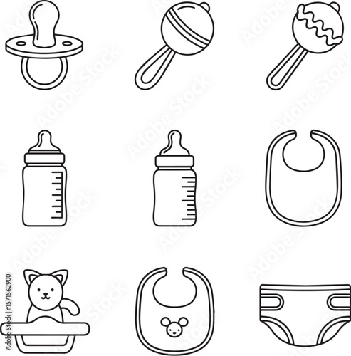 Baby items pacifier bottles bibs diaper rattle feeding