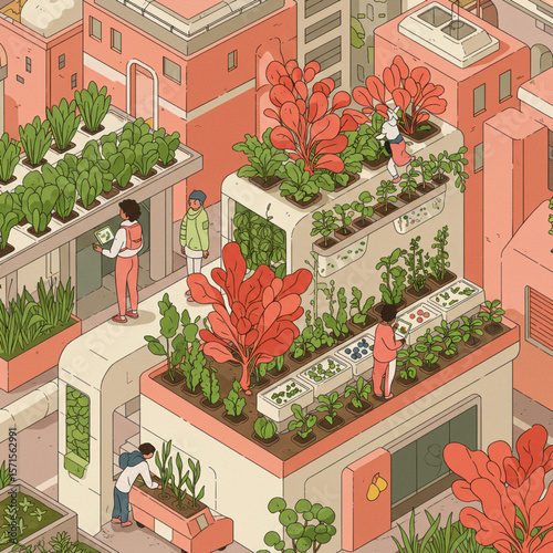 Urban Farming in August – Vector