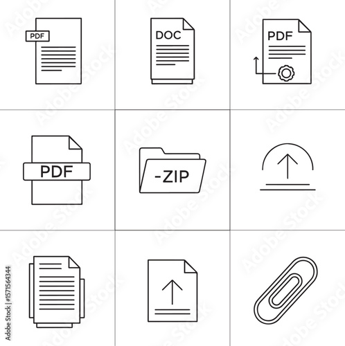 Document icons and paperclip file