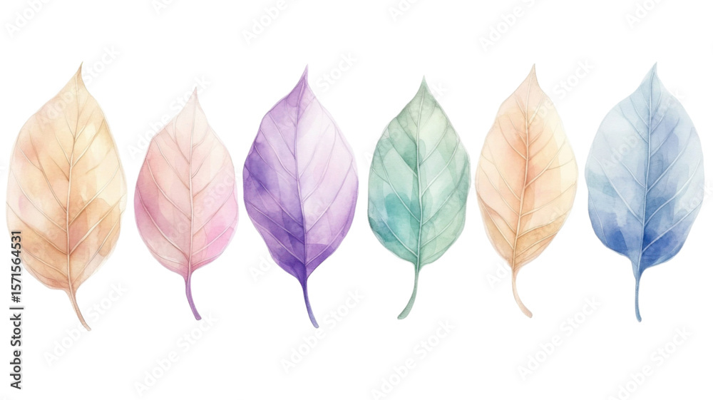 Obraz premium Assorted colorful leaves in various shapes and autumn shades, isolated on white background