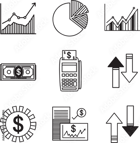 Financial charts money payment terminal arrows finance graph