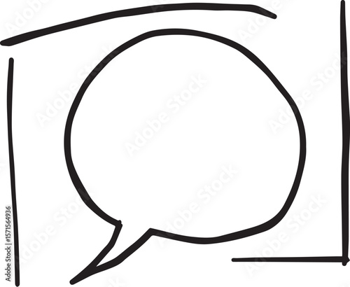 Hand drawn speech bubble inside a frame communication dialogue