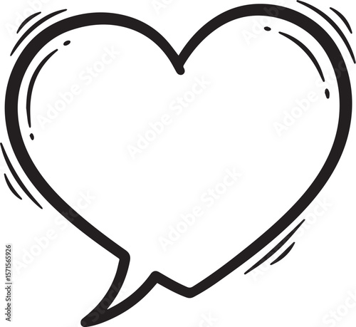 Heart shaped speech bubble doodle talk communication