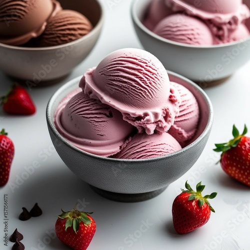 Strawberries with Cream Served in a Bowl