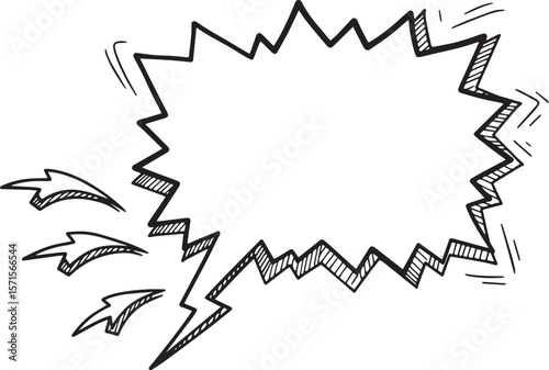 Jagged speech bubble with lightning bolts comic explosion