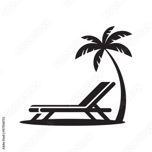 Summer vacation Vector. Beach umbrella and chair silhouette. Vector eps 10