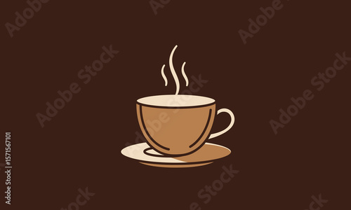  Coffee Cup on Brown Background