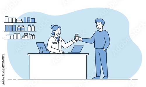 Customer Paying at Pharmacy Counter
