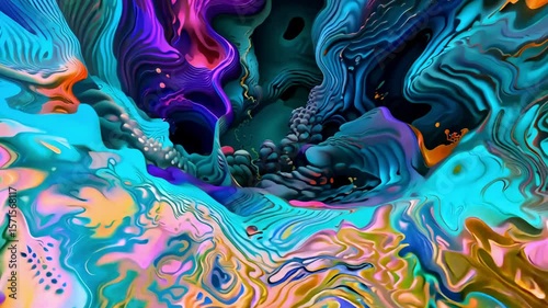 Vibrant abstract swirling waves of colorful fluid patterns in motion
