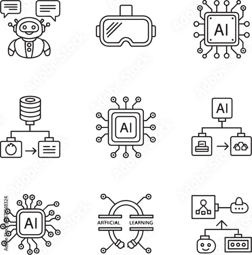 Robot chip virtual reality data processing artificial intelligence vector