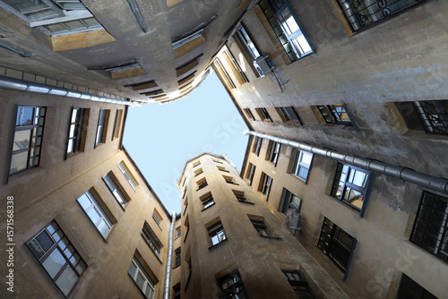 View of the sky in the courtyard of the house