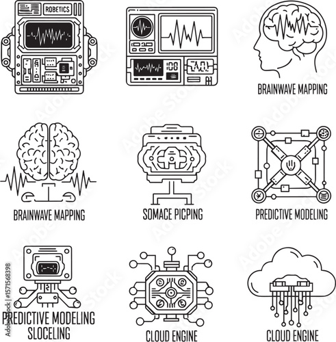 Robotic brainwave monitoring predictive modeling cloud engine robotics mapping