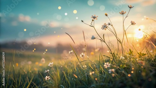 sunset in the grass