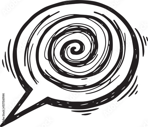 Swirling speech bubble doodle talk communication