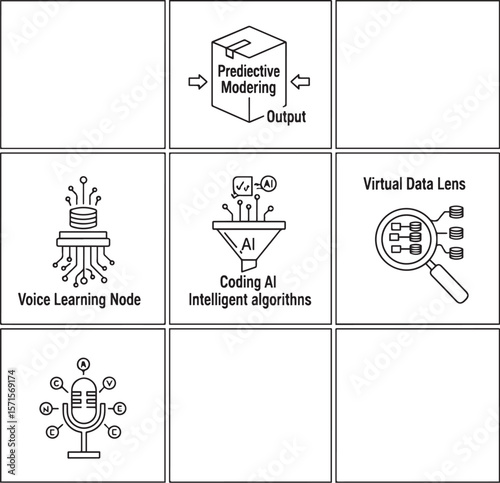 Technology concepts artificial intelligence data analysis voice recognition vector