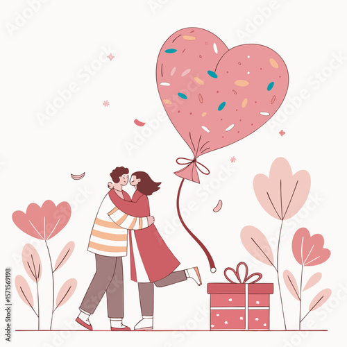 Girl with valentine gift box vector free design.