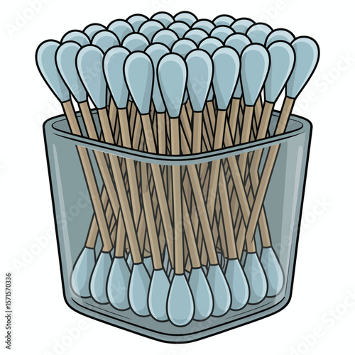 Cotton Swabs in a Clear Container