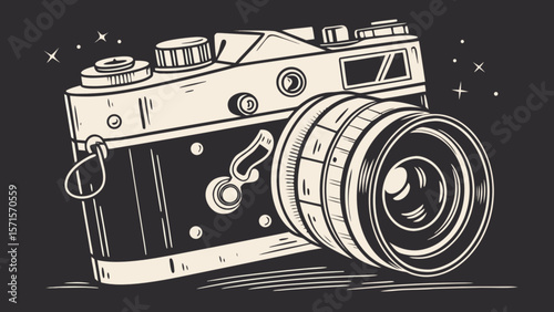 Vintage camera illustration for photography enthusiasts and retro design projects antique style camera vector