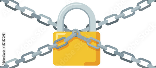 Yellow Padlock Secured by Chains