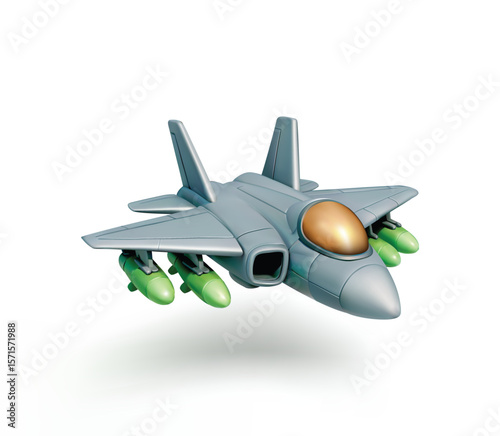 Fighter Jet vector 3d icon on White Background