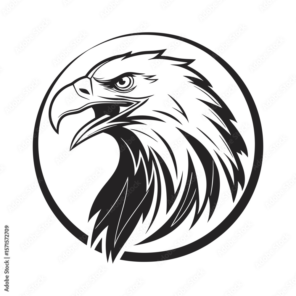 Fototapeta premium logo illustration eagle head in circle silhouette vector art