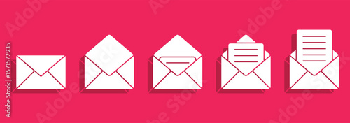 Set of mail envelope icon. Mail symbol collection. E-mail icon, sign of an incoming unopened message. Vector illustration. 