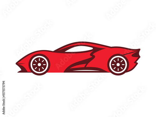 Creative illustration of a futuristic car silhouette with aerodynamic curves and bold edges.
