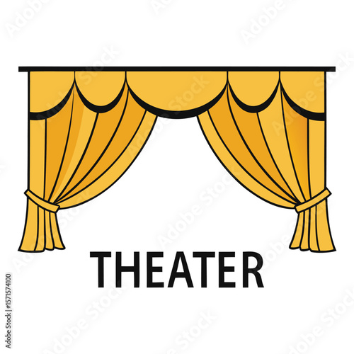 Elegant gold theater curtains gracefully draped with soft folds, opening to reveal a blank copy space, perfect for showcasing your event or message in style.
