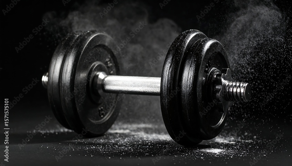 Naklejka premium Black dumbbell with particles