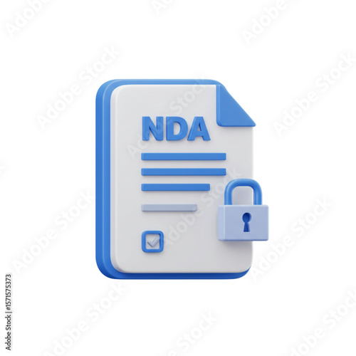 Illustration of a non disclosure agreement document with a padlock securing the information inside it