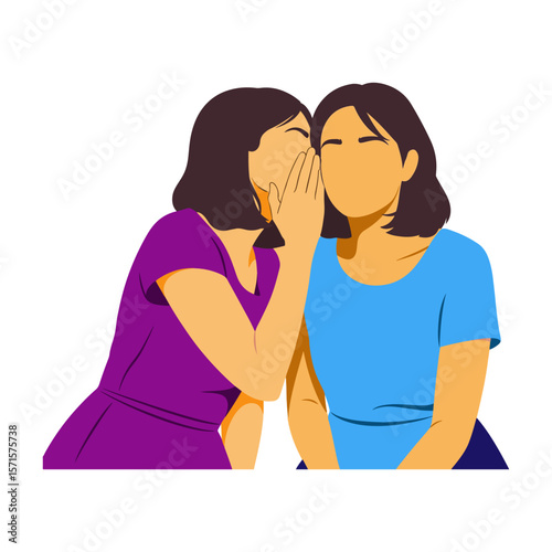 Vector illustration of Two women whispering
