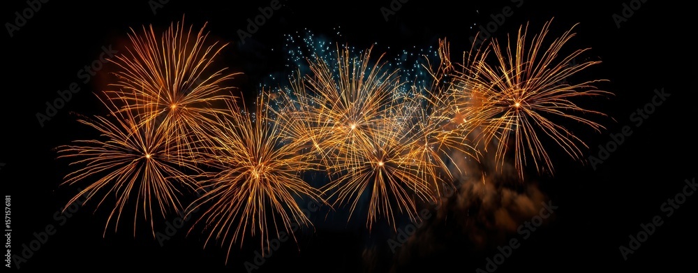 Fototapeta premium The Spectacular Display of Fireworks Illuminating the Night Sky