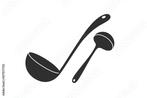 Simple kitchen ladles create a classic graphic, perfect for restaurant branding and food-related designs with a clean, modern style.