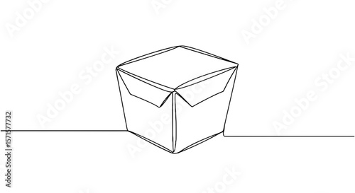 Minimal line art food box mockup in simple design  